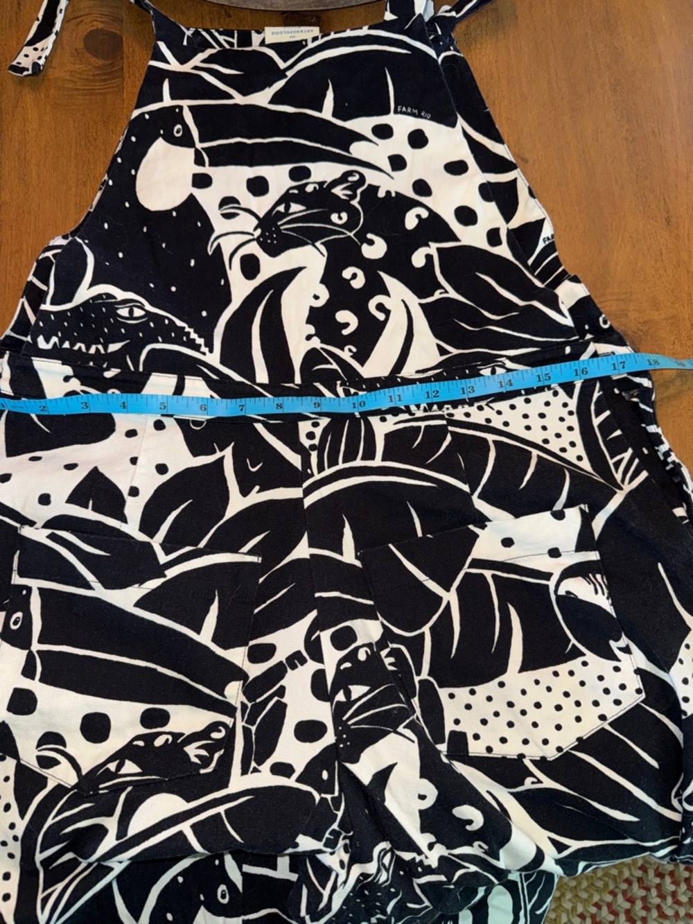 Farm Rio Anthropolgie Black & White Tropical Print Wide Leg Overalls - Picture 16 of 16